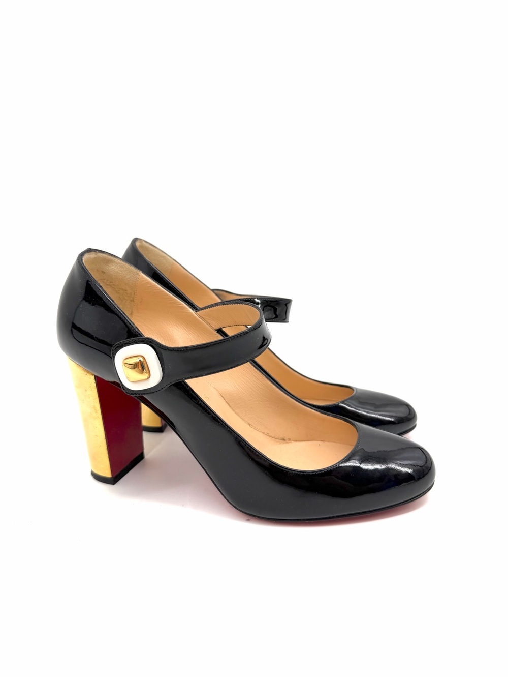 Christian Louboutin Black Patent Leather Bibaba 85 Mary Jane Pumps 37 EU 6.5 US